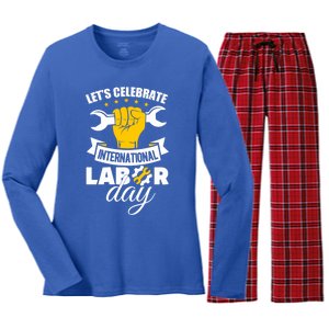 Celebrate International Labor Day Happy Union Worker Gift Women's Long Sleeve Flannel Pajama Set 