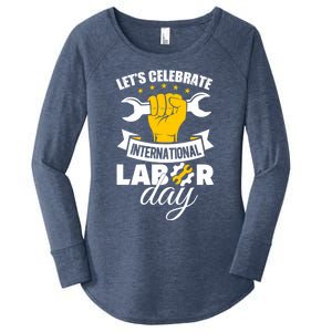 Celebrate International Labor Day Happy Union Worker Gift Women's Perfect Tri Tunic Long Sleeve Shirt