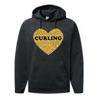 Curling I Love Curling Gift Performance Fleece Hoodie