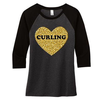 Curling I Love Curling Gift Women's Tri-Blend 3/4-Sleeve Raglan Shirt