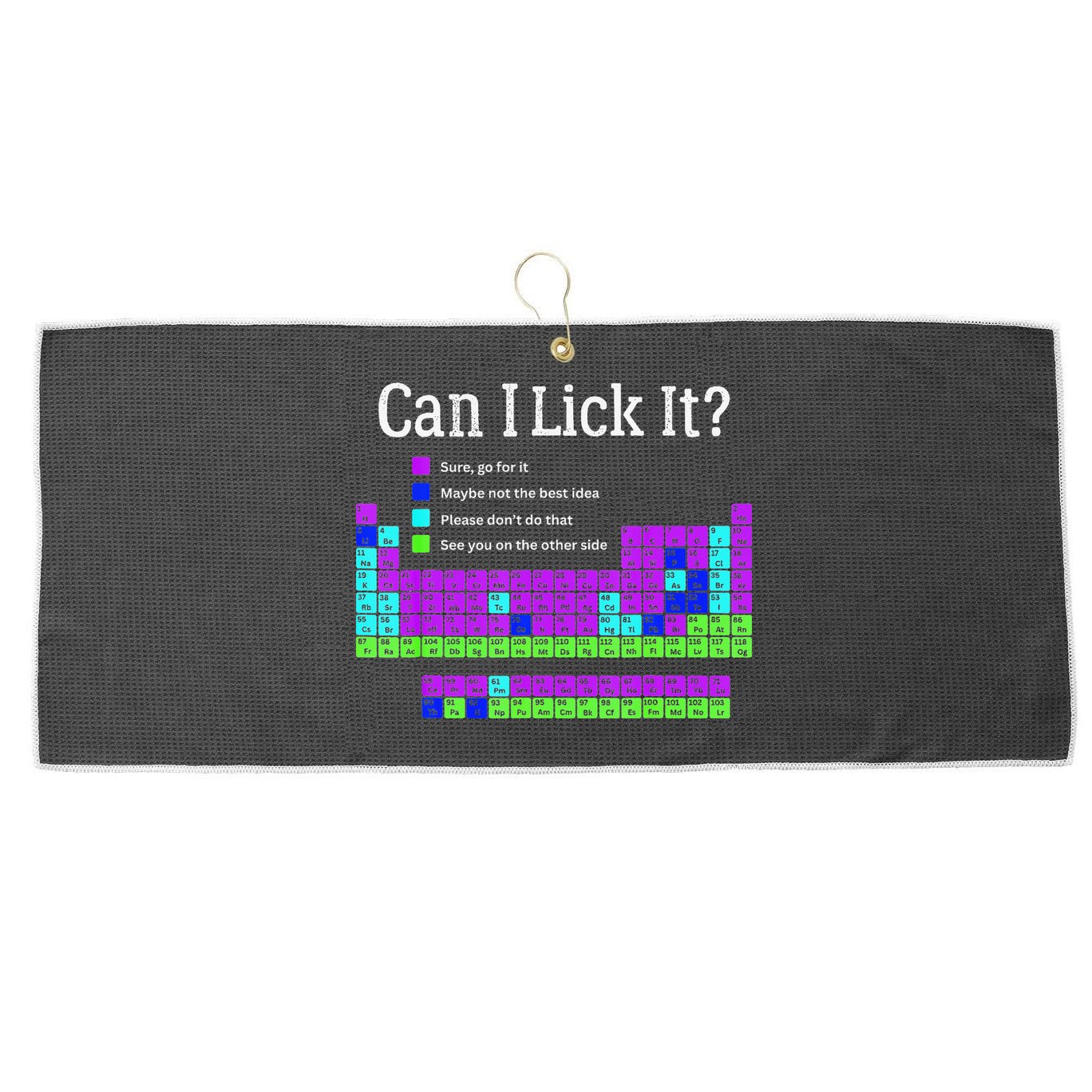 Can I Lick It Periodic Table Teacher Student Large Microfiber Waffle Golf Towel
