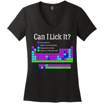 Can I Lick It Periodic Table Teacher Student Women's V-Neck T-Shirt