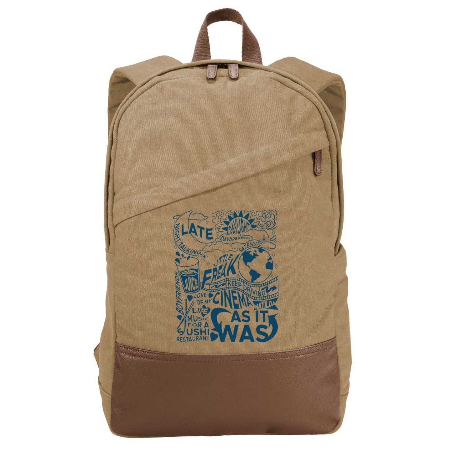 Cute I Love Heart Harry Cotton Canvas Backpack