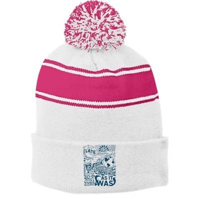 Cute I Love Heart Harry Stripe Pom Pom Beanie