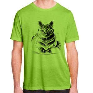 Cat In Lying Pose As Elegant Black And White Portrait Meaningful Gift Adult ChromaSoft Performance T-Shirt