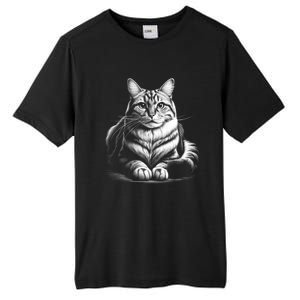 Cat In Lying Pose As Elegant Black And White Portrait Meaningful Gift Tall Fusion ChromaSoft Performance T-Shirt