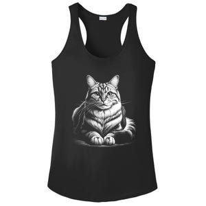 Cat In Lying Pose As Elegant Black And White Portrait Meaningful Gift Ladies PosiCharge Competitor Racerback Tank