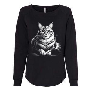 Cat In Lying Pose As Elegant Black And White Portrait Meaningful Gift Womens California Wash Sweatshirt