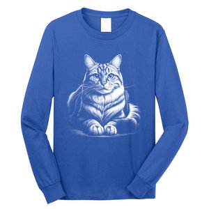 Cat In Lying Pose As Elegant Black And White Portrait Meaningful Gift Long Sleeve Shirt