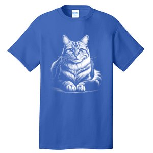 Cat In Lying Pose As Elegant Black And White Portrait Meaningful Gift Tall T-Shirt