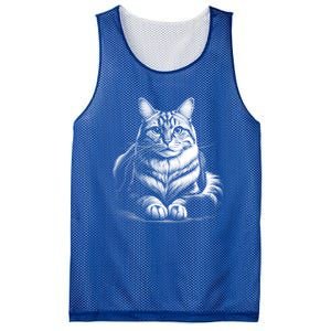 Cat In Lying Pose As Elegant Black And White Portrait Meaningful Gift Mesh Reversible Basketball Jersey Tank