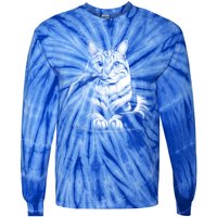 Cat In Lying Pose As Elegant Black And White Portrait Meaningful Gift Tie-Dye Long Sleeve Shirt