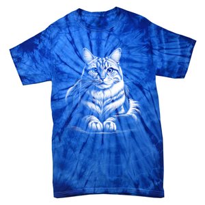 Cat In Lying Pose As Elegant Black And White Portrait Meaningful Gift Tie-Dye T-Shirt