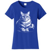 Cat In Lying Pose As Elegant Black And White Portrait Meaningful Gift Women's T-Shirt