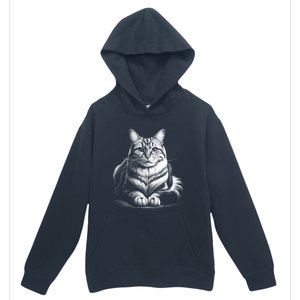 Cat In Lying Pose As Elegant Black And White Portrait Meaningful Gift Urban Pullover Hoodie