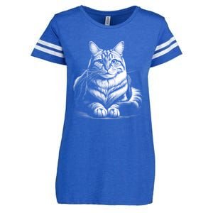 Cat In Lying Pose As Elegant Black And White Portrait Meaningful Gift Enza Ladies Jersey Football T-Shirt