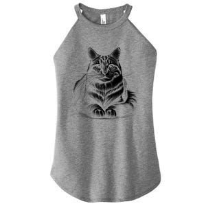 Cat In Lying Pose As Elegant Black And White Portrait Meaningful Gift Women's Perfect Tri Rocker Tank