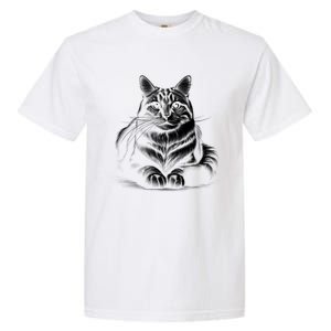 Cat In Lying Pose As Elegant Black And White Portrait Meaningful Gift Garment-Dyed Heavyweight T-Shirt