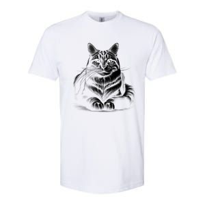 Cat In Lying Pose As Elegant Black And White Portrait Meaningful Gift Softstyle CVC T-Shirt