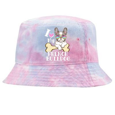 Cute I Love My French Bulldog Tie-Dyed Bucket Hat