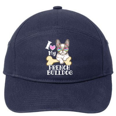 Cute I Love My French Bulldog 7-Panel Snapback Hat