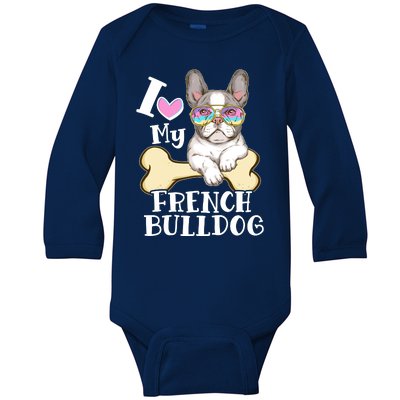 Cute I Love My French Bulldog Baby Long Sleeve Bodysuit