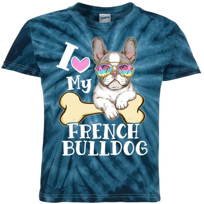 Cute I Love My French Bulldog Kids Tie-Dye T-Shirt