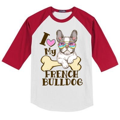 Cute I Love My French Bulldog Kids Colorblock Raglan Jersey