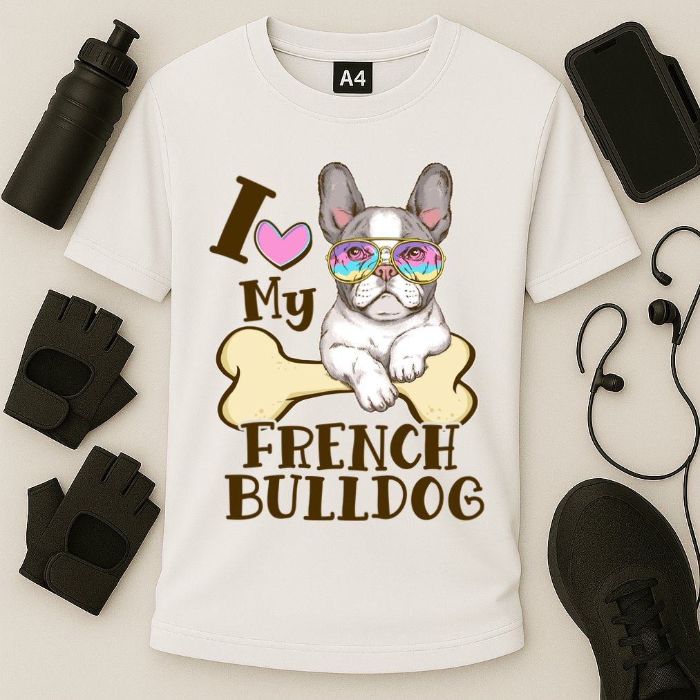 Cute I Love My French Bulldog Cooling Performance Crew T-Shirt