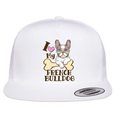 Cute I Love My French Bulldog Flat Bill Trucker Hat