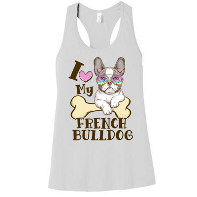 Cute I Love My French Bulldog Women's Racerback Tank