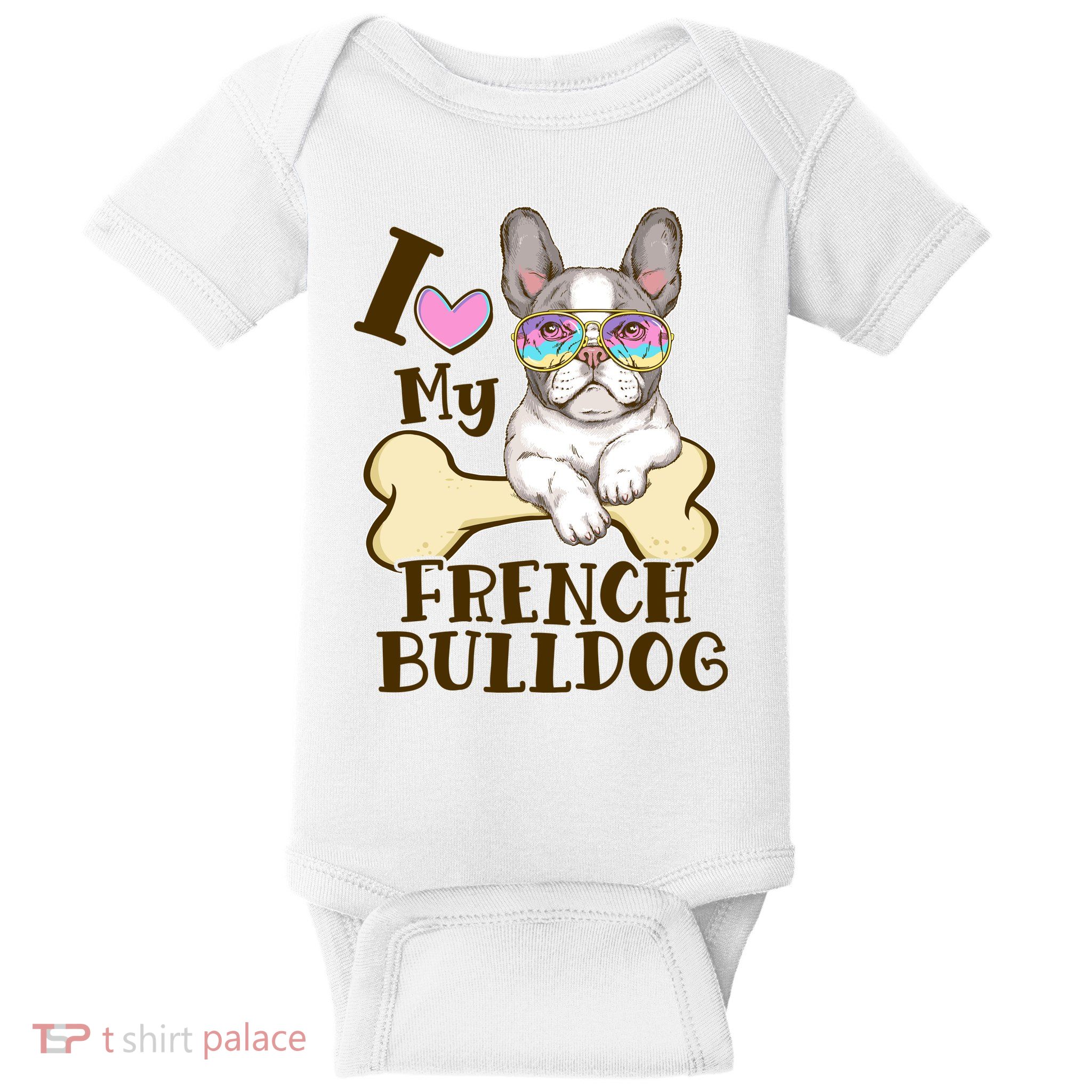 Cute I Love My French Bulldog Baby Bodysuit