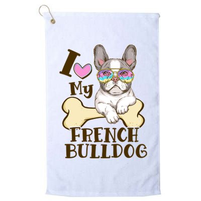 Cute I Love My French Bulldog Golf Towel