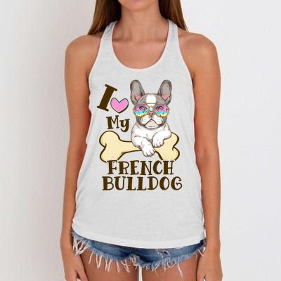 Cute I Love My French Bulldog Women's Knotted Racerback Tank