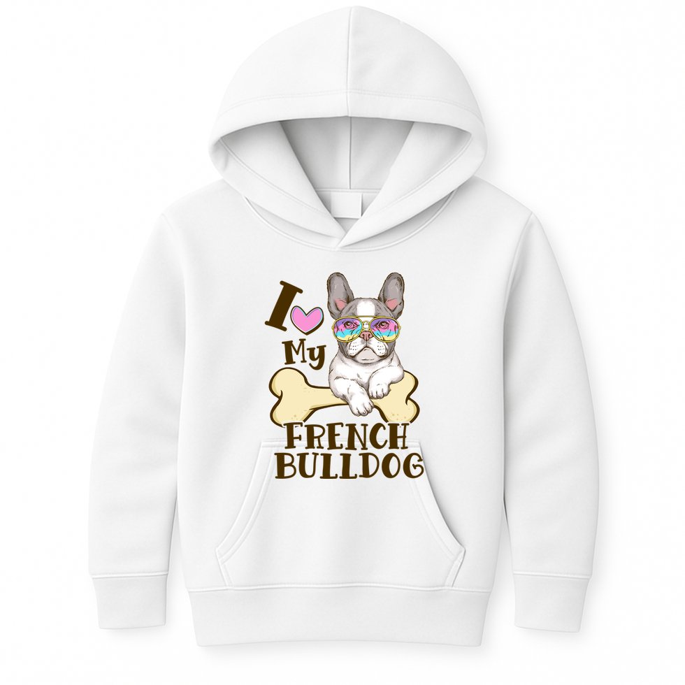 Cute I Love My French Bulldog Kids Hoodie