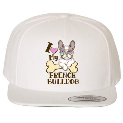 Cute I Love My French Bulldog Wool Snapback Cap