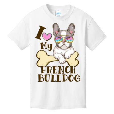 Cute I Love My French Bulldog Kids T-Shirt