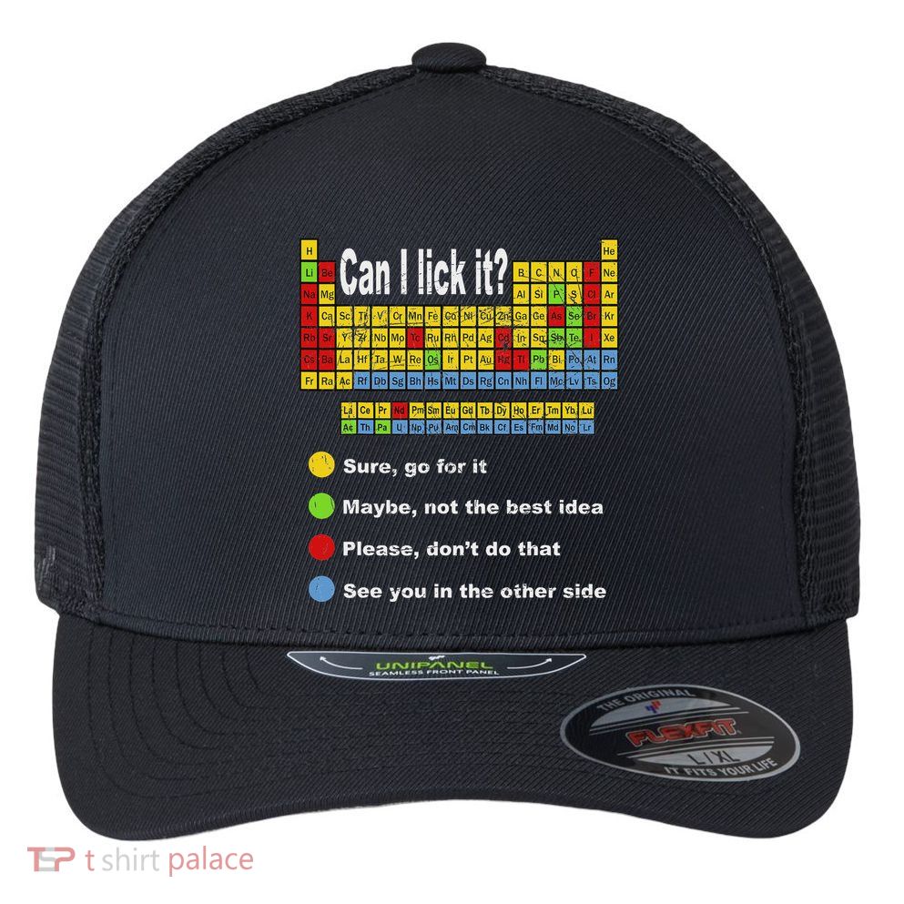 Can I Lick It Periodic Table Teacher Student Vintage Flexfit Unipanel Trucker Cap