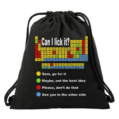 Can I Lick It Periodic Table Teacher Student Vintage Drawstring Bag
