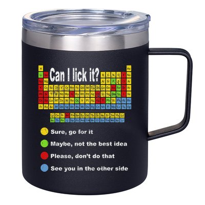 Can I Lick It Periodic Table Teacher Student Vintage 12oz Stainless Steel Coffee Mug