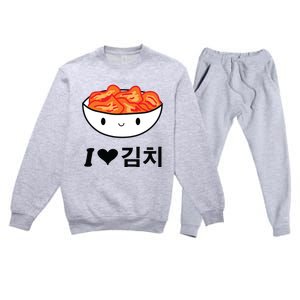 Cute I Love Kimchi South Korean Apparel Gift Idea Kpop Premium Crewneck Sweatsuit Set