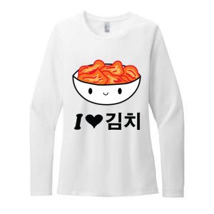 Cute I Love Kimchi South Korean Apparel Gift Idea Kpop Womens CVC Long Sleeve Shirt