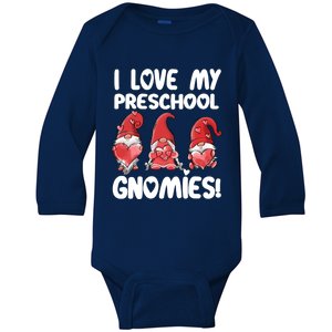 Cute I Love My Preschool Premeaningful Giftk Gnomies Gnome Valentine's Day Great Baby Long Sleeve Bodysuit