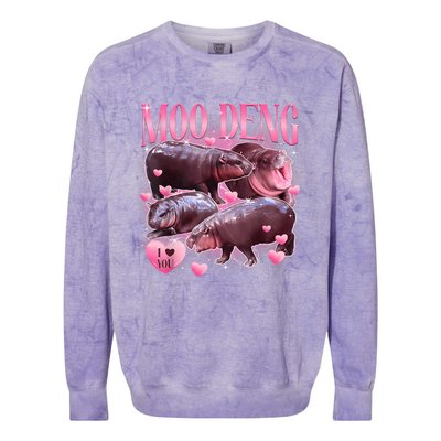 Cute I Love Moo Deng Baby Hippo Moo Deng I Heart Moo Deng Colorblast Crewneck Sweatshirt