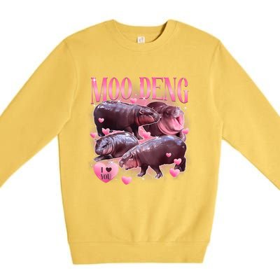 Cute I Love Moo Deng Baby Hippo Moo Deng I Heart Moo Deng Premium Crewneck Sweatshirt