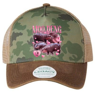 Cute I Love Moo Deng Baby Hippo Moo Deng I Heart Moo Deng Legacy Tie Dye Trucker Hat