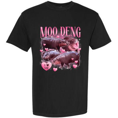 Cute I Love Moo Deng Baby Hippo Moo Deng I Heart Moo Deng Garment-Dyed Heavyweight T-Shirt