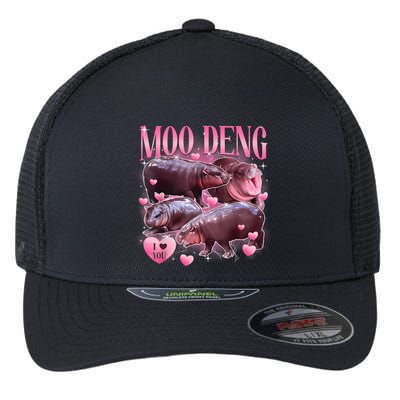 Cute I Love Moo Deng Baby Hippo Moo Deng I Heart Moo Deng Flexfit Unipanel Trucker Cap