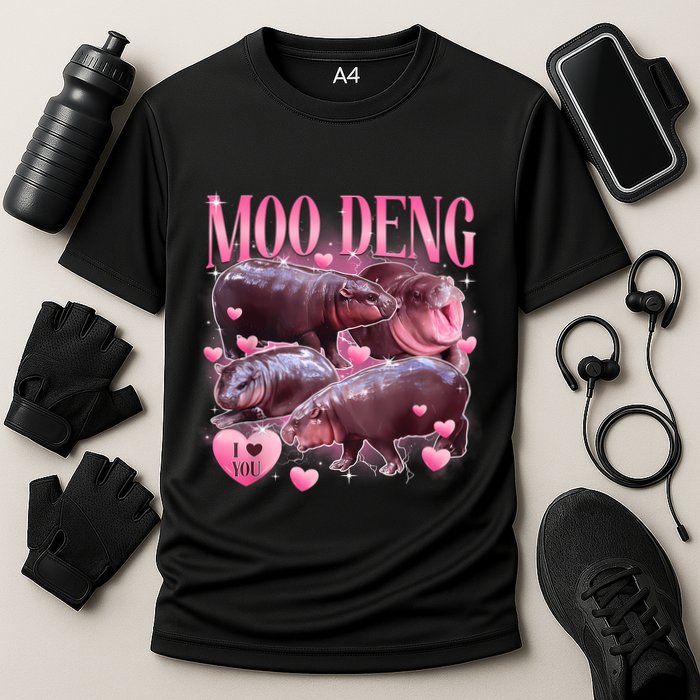 Cute I Love Moo Deng Baby Hippo Moo Deng I Heart Moo Deng Performance Shirt