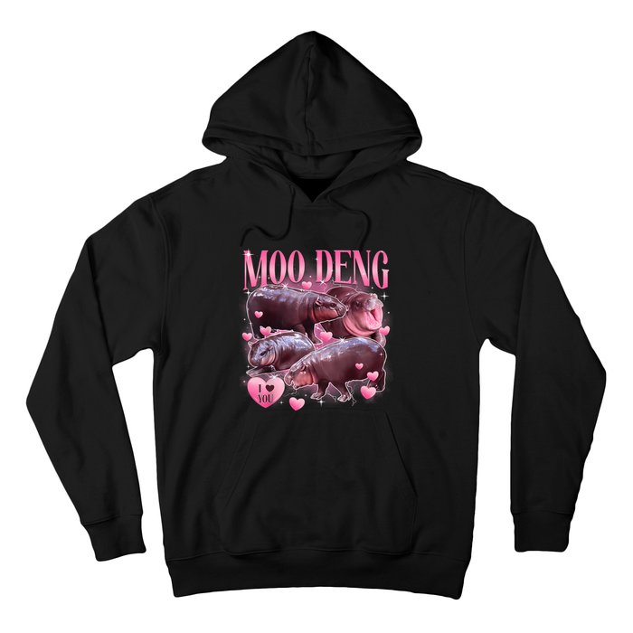 Cute I Love Moo Deng Baby Hippo Moo Deng I Heart Moo Deng Hoodie